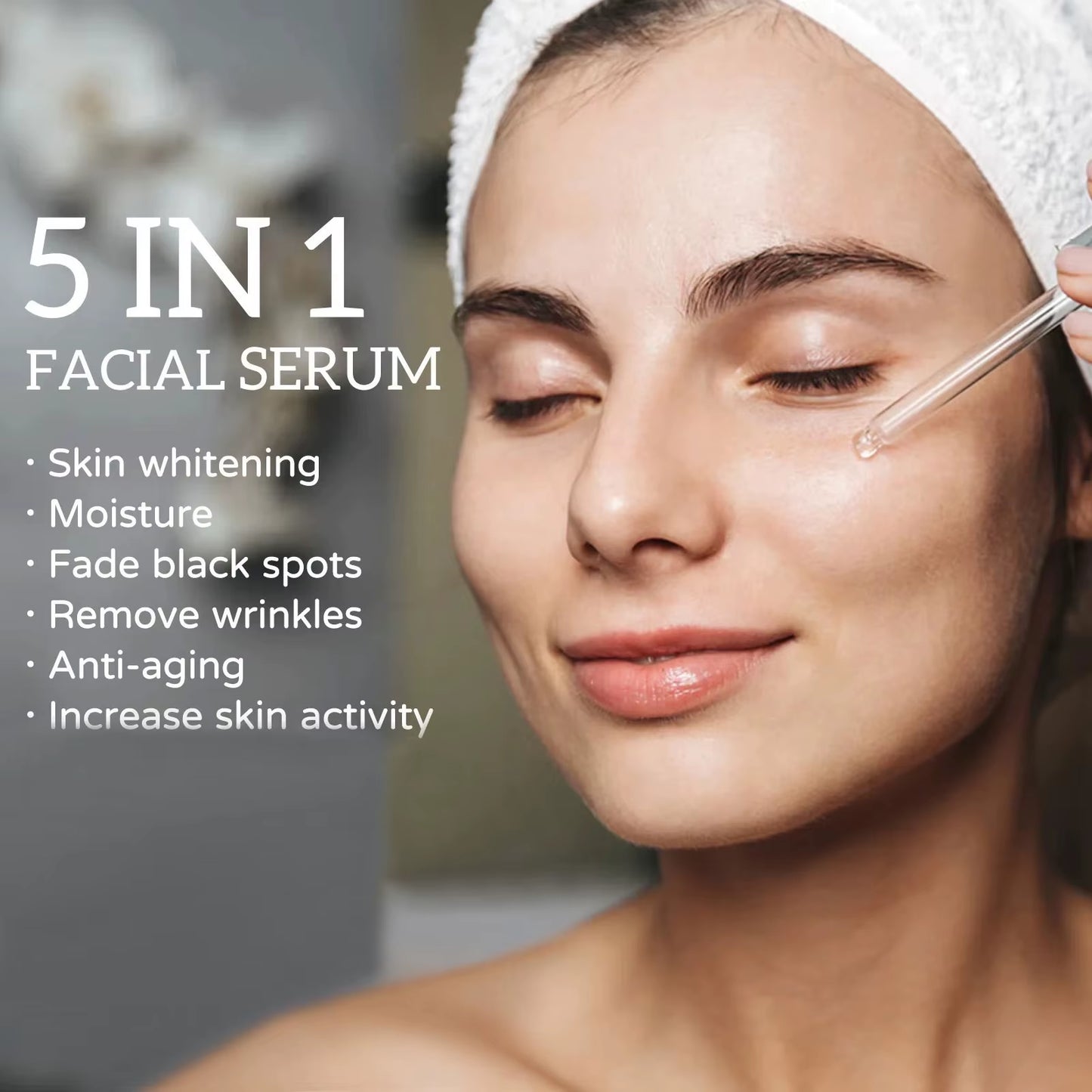 Hyaluronic Acid Face Serum 5 in 1 Moisturizing Whiten-Ing anti Wrink-Le Agin-G Vitamin C Shrink Pores Serum Skin Care